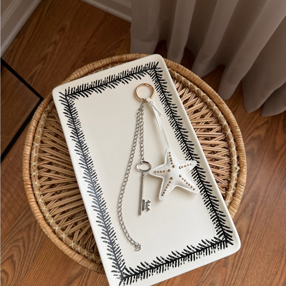 White Studded Starfish Skeleton Key Bag Charm
